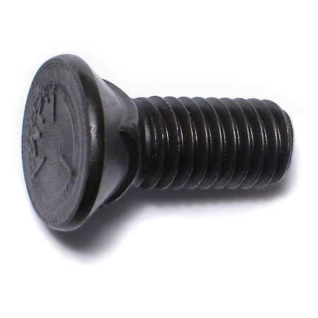 Midwest Fastener Plow Bolt, 3/8"-16 Thrd Sz, 1" L, Flat Head, Steel, Plain, 10 PK 70501